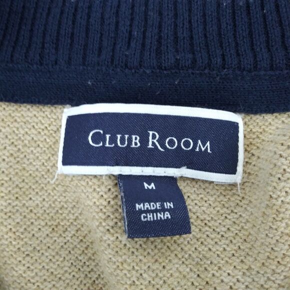 Club Room Sweater Mens Size M Tan 1/4 Zip Long Sleeve Pullover - Picture 4 of 6